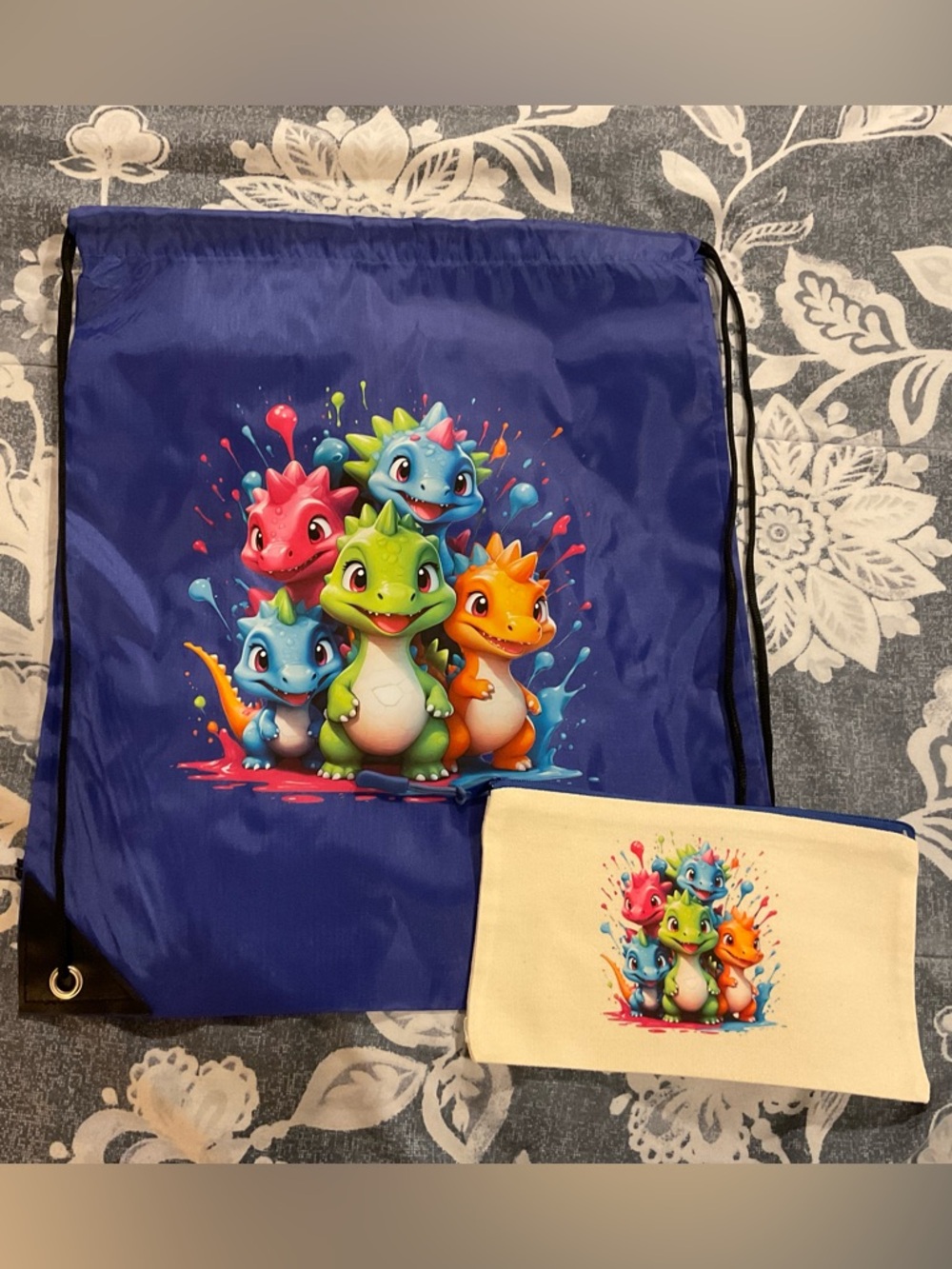 Colorful Drawstring Bag and Pouch, 2 piece set, NWOT